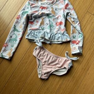 cheeky plum Pastel Dino Rashguard Swim Set - Mint, Pink, Cream
